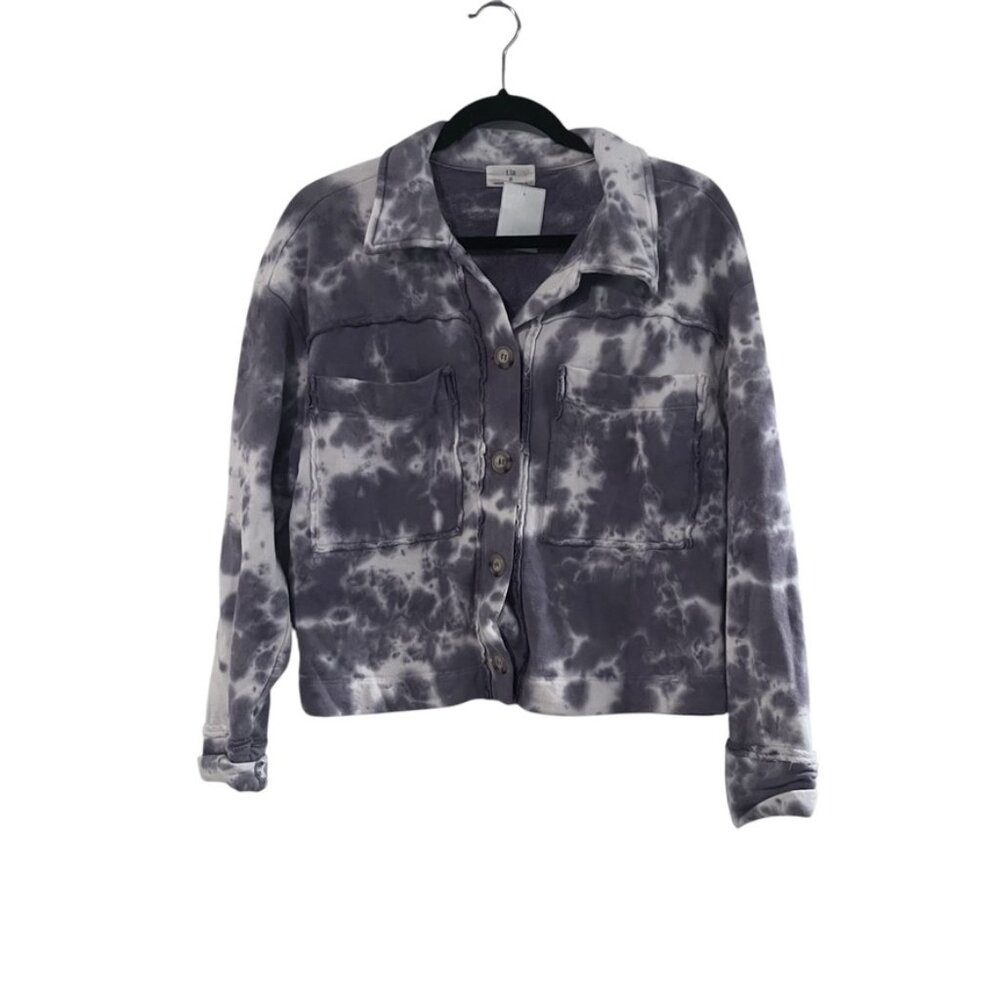 T. LA Women's Gray Tie Dye Button Down Sweatshirt Size S
